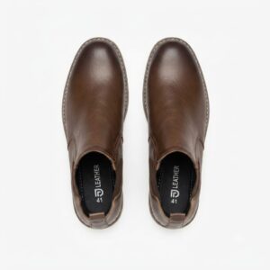 Classic Chelsea Boots – Genuine Leather, Pull-Tab, Rugged Lug Sole (Brown)