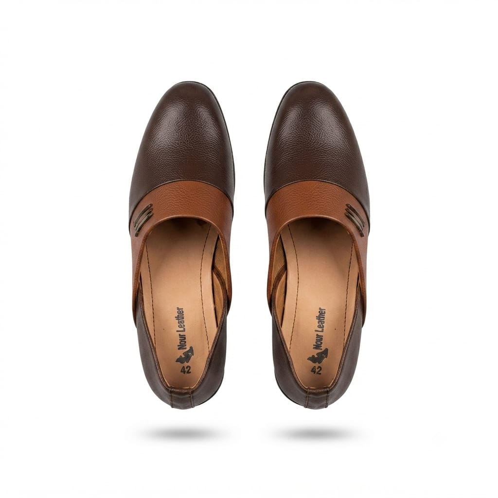 Men's Two-Tone Brown Leather Half Cut Mujari