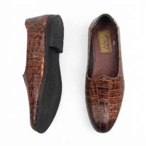 Men's Brown Crocodile-Print Leather Nagra