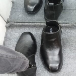 Classic Black Leather Chelsea Ankle Boots for Men