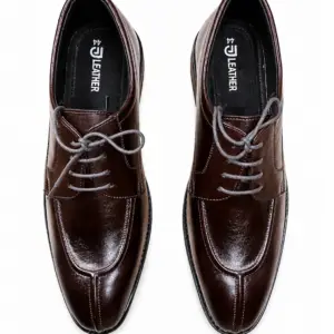 Men's Dark Brown Genuine Leather Split-Toe Derby Shoes