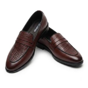Men’s Chunky Sole Croc-Textured Leather Tassel