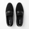 Men's Black Suede Penny Loafers Men's Black Suede Leather Penny Loafers – Classic Slip-On Formal Casual Shoes with Leather Strap