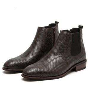 Men's Brown Snake Print Chelsea Boots