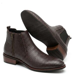 Men's Brown Snake Print Chelsea Boots