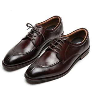 Men’s Dark Brown Genuine Leather Split-Toe Derby Shoes – Formal Lace-Up Dress Shoes