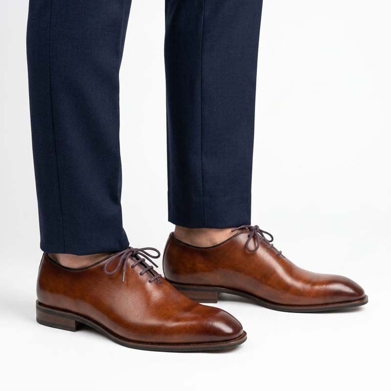 Men's Burnished Tan Leather Oxfords