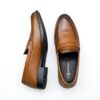 Men's Tan Brown Genuine Leather Penny Loafers – Classic Polished Slip-On Formal Shoes