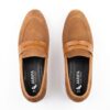 Men's Tan Suede Leather Penny Loafers – Classic Slip-On Casual Shoes with Leather Trim Men's Tan Suede Leather Penny Loafers – Classic Slip-On Casual Shoes with Leather Trim