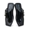 Men's Black Leather Buckle Slide Sandals