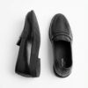 Men's Black Genuine Leather Oversized Sole Penny Loafers Men's Black Genuine Leather Oversized Sole Penny Loafers