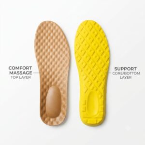 Dual-Layer Orthopedic Massage Insoles – Memory Foam Comfort & Support Shoe Inserts with Heel Cup