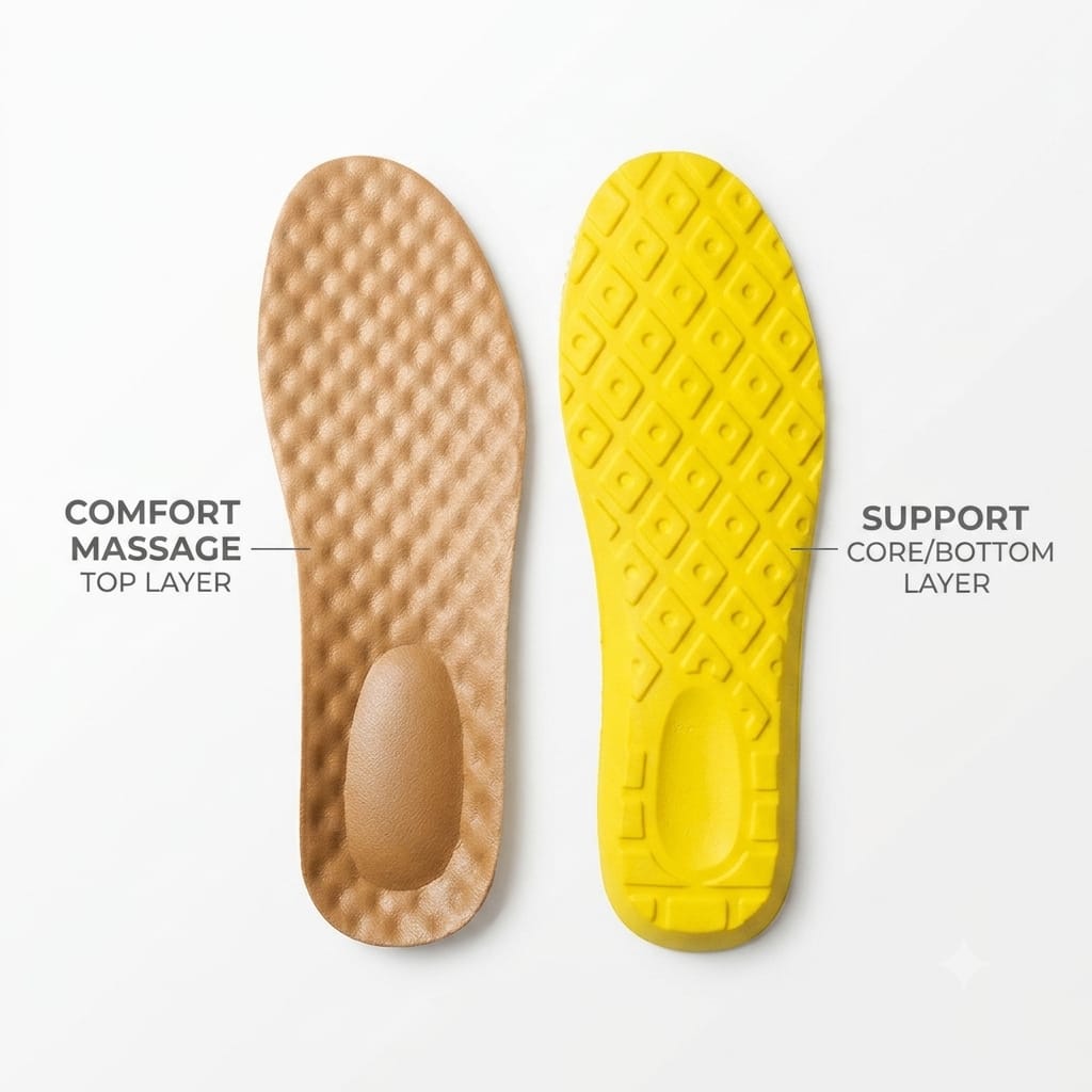 Dual-Layer Orthopedic Massage Insoles – Memory Foam Comfort & Support Shoe Inserts with Heel Cup Dual-Layer Orthopedic Massage Insoles – Memory Foam Comfort & Support Shoe Inserts with Heel Cup
