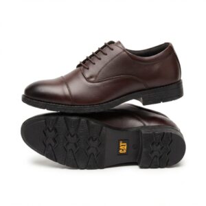 Men’s Black Brown Leather Cap-Toe Oxford Shoes