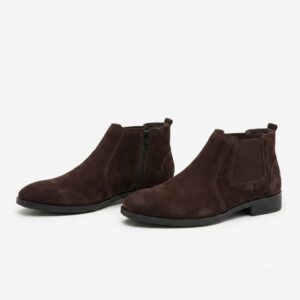 Men’s Brown Suede Chelsea Boots with Side Zip