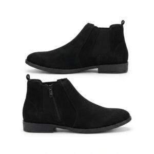 Men’s Black Suede Chelsea Boots with Side Zip