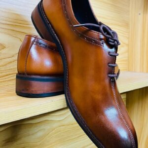 Men's Brown Genuine Leather Oxford Shoes with Brogue Detailing – Formal Lace-Up Dress Shoes
