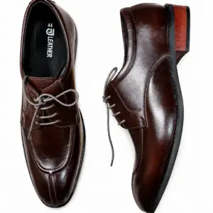 Men's Dark Brown Genuine Leather Split-Toe Derby Shoes