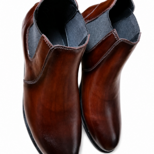 Genuine Burnished Leather Chelsea Boots – Slip-On Ankle Boots for Men (Oversize Available)