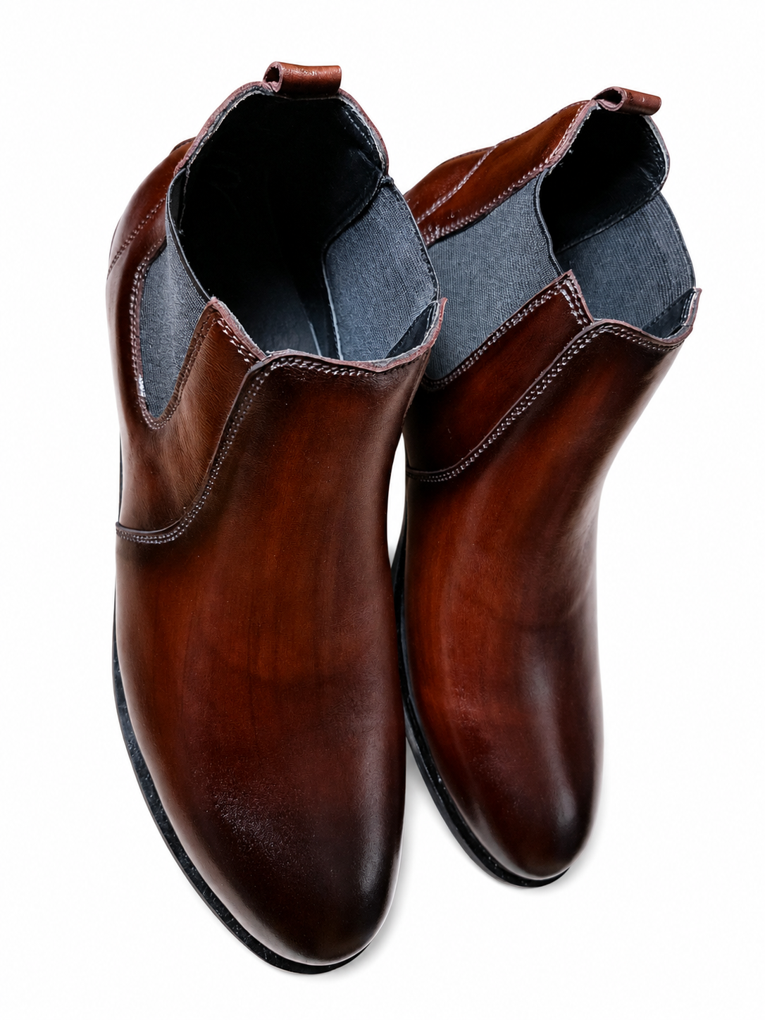 Genuine Burnished Leather Chelsea Boots – Slip-On Ankle Boots for Men (Oversize Available)