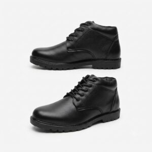 Black Genuine Cow Leather Chukka Ankle Boots for Men