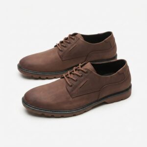 Brown Leather Derby Shoes for Men – Rugged Lace-Up