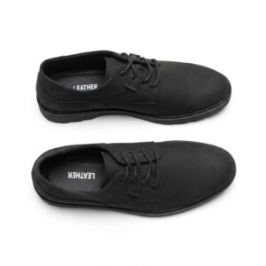 Black Genuine Cow Leather Derby Shoes for Men – Matte Finish