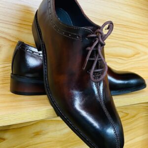 Burnished Brown Genuine Cow Leather Oxford Shoes for Men
