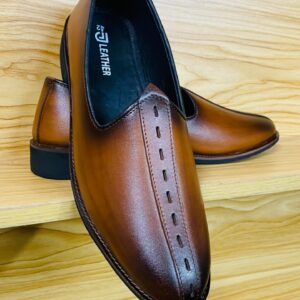 Tan Burnished Genuine Cow Leather Backless Mules for Men