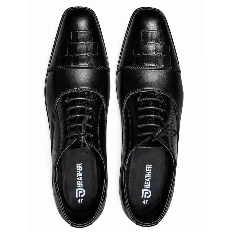 Men's Executive Black Alligator Pattern Leather Oxford Shoes
