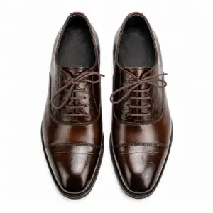 Jarifa Leather Men's Crocodile-Embossed Dark Brown Oxford Shoes