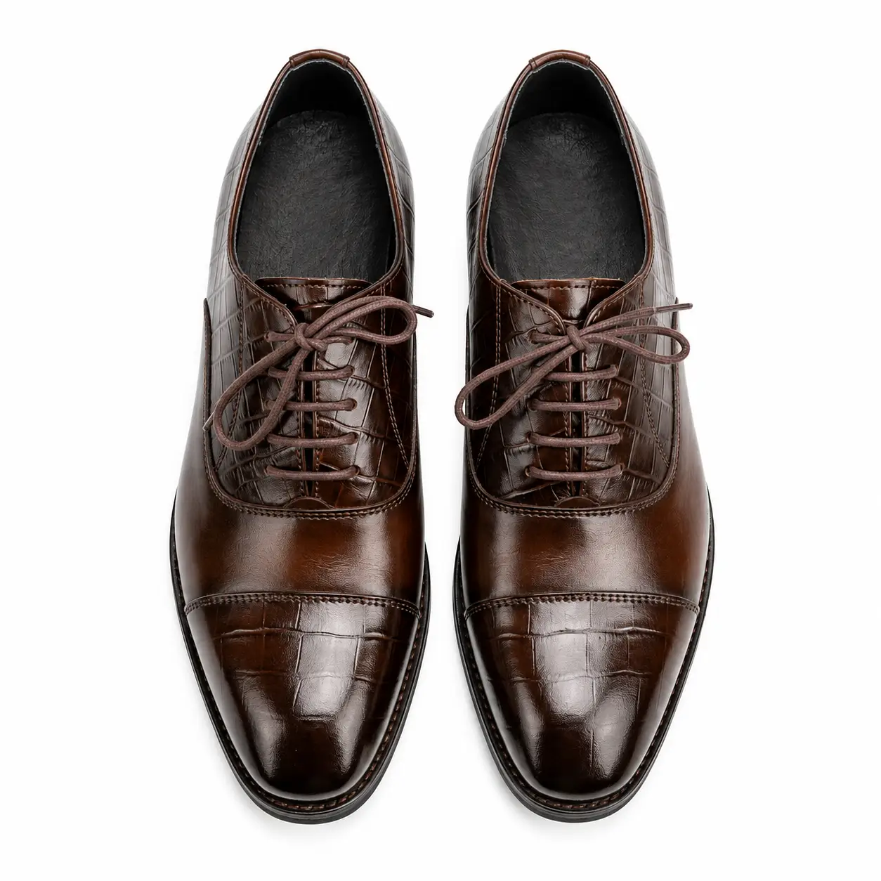 Jarifa Leather Men's Crocodile-Embossed Dark Brown Oxford Shoes