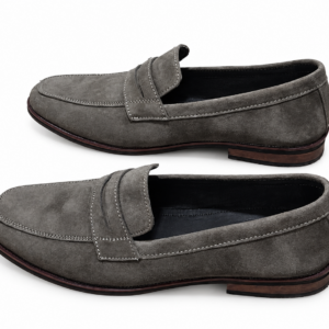 Men's Classic Suede Penny Loafers – Charcoal Grey
